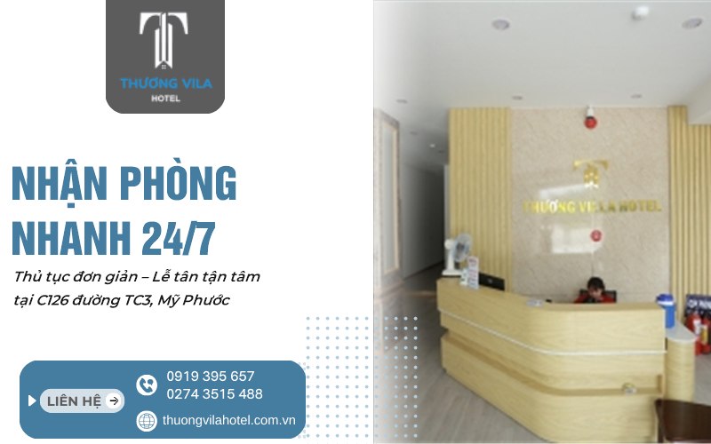 Nhận phòng nhanh 24/7 tại khách sạn Mỹ Phước Bến Cát